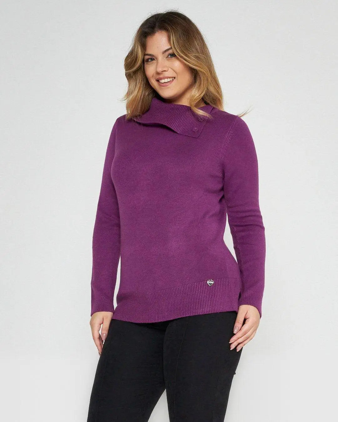 Maglia con collo e bottoni MAGENTA DORABELLA XXL