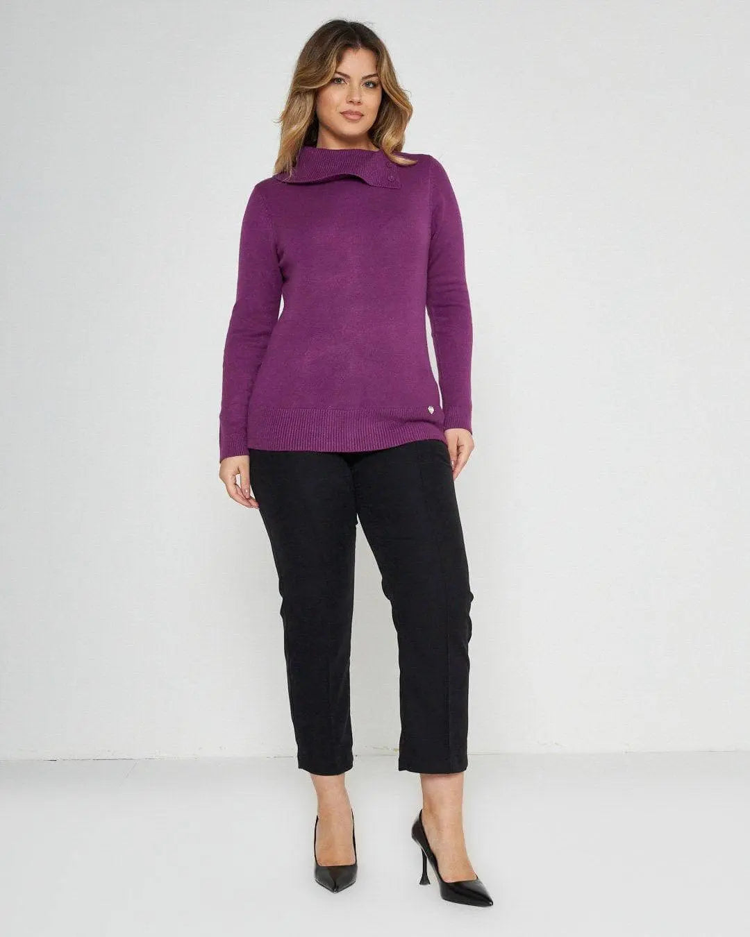 Maglia con collo e bottoni MAGENTA DORABELLA