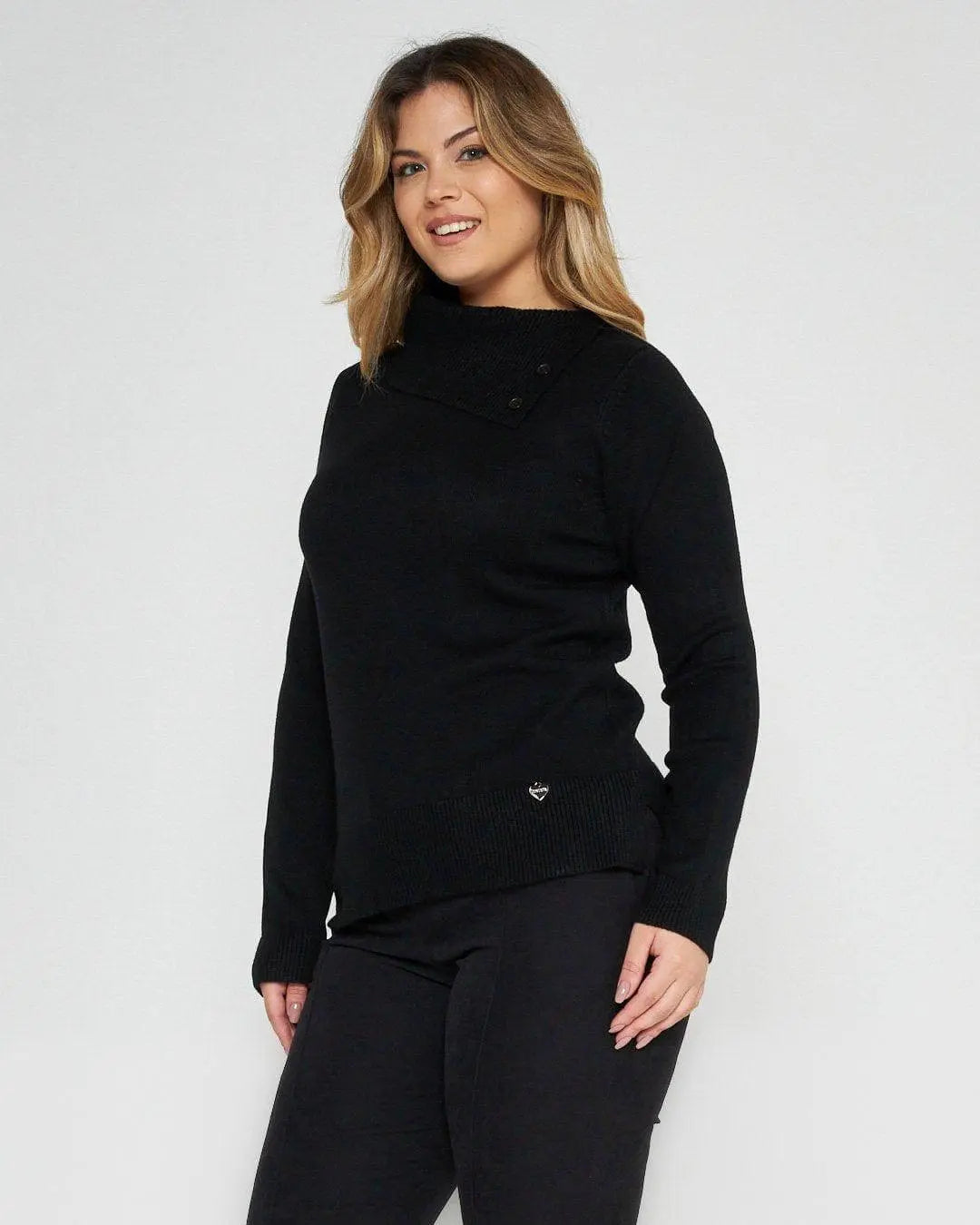 Maglia con collo e bottoni NERO DORABELLA XXL