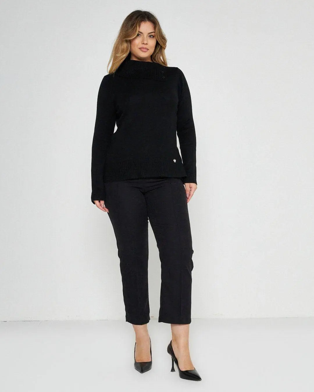 Maglia con collo e bottoni NERO DORABELLA