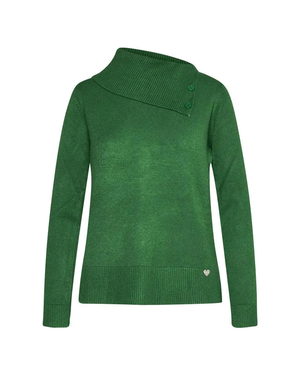 Maglia con collo e bottoni VERDE BOSCO DORABELLA