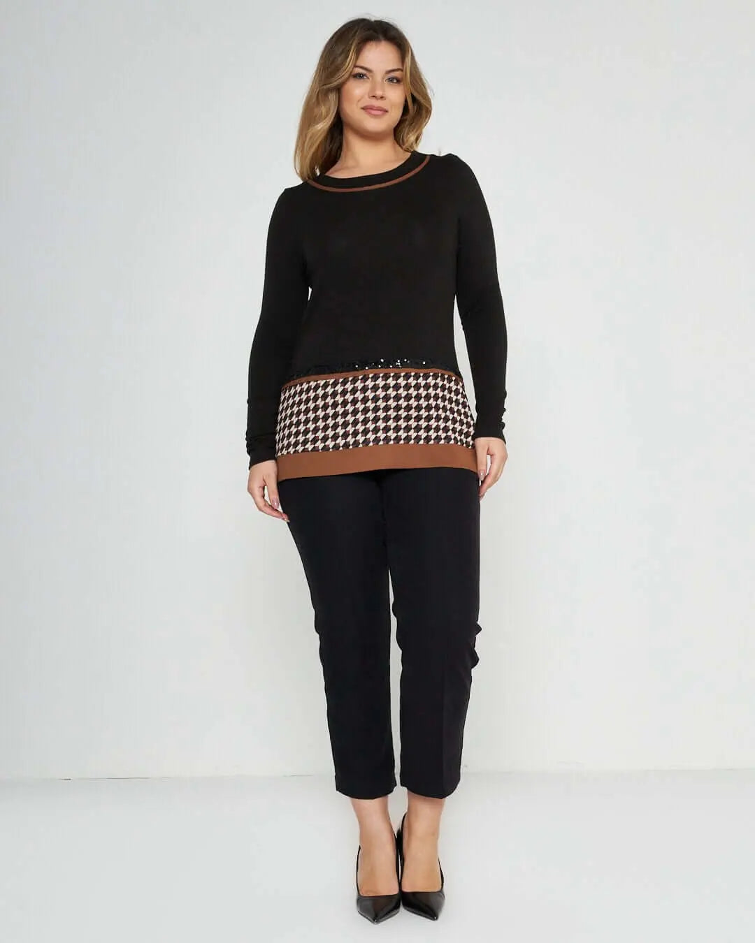 Maglia con dettagli geometric NERO-MORO DORABELLA