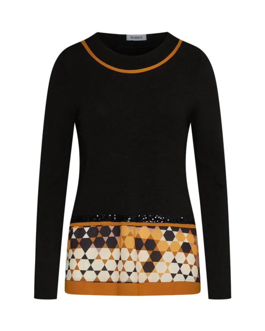 Maglia con dettagli geometric NERO-OCRA DORABELLA