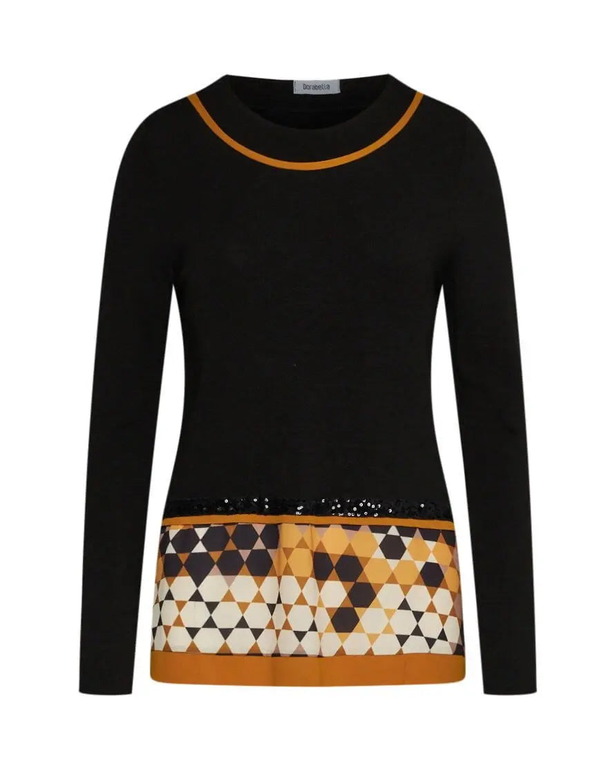 Maglia con dettagli geometric NERO-OCRA DORABELLA