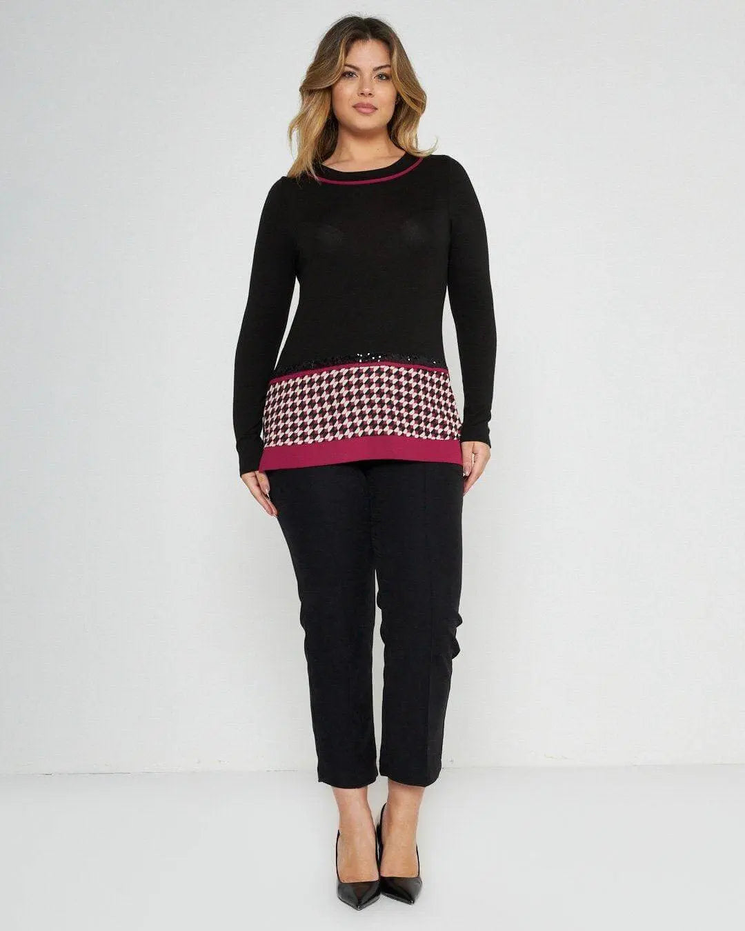 Maglia con dettagli geometric NERO-ROSSO DORABELLA