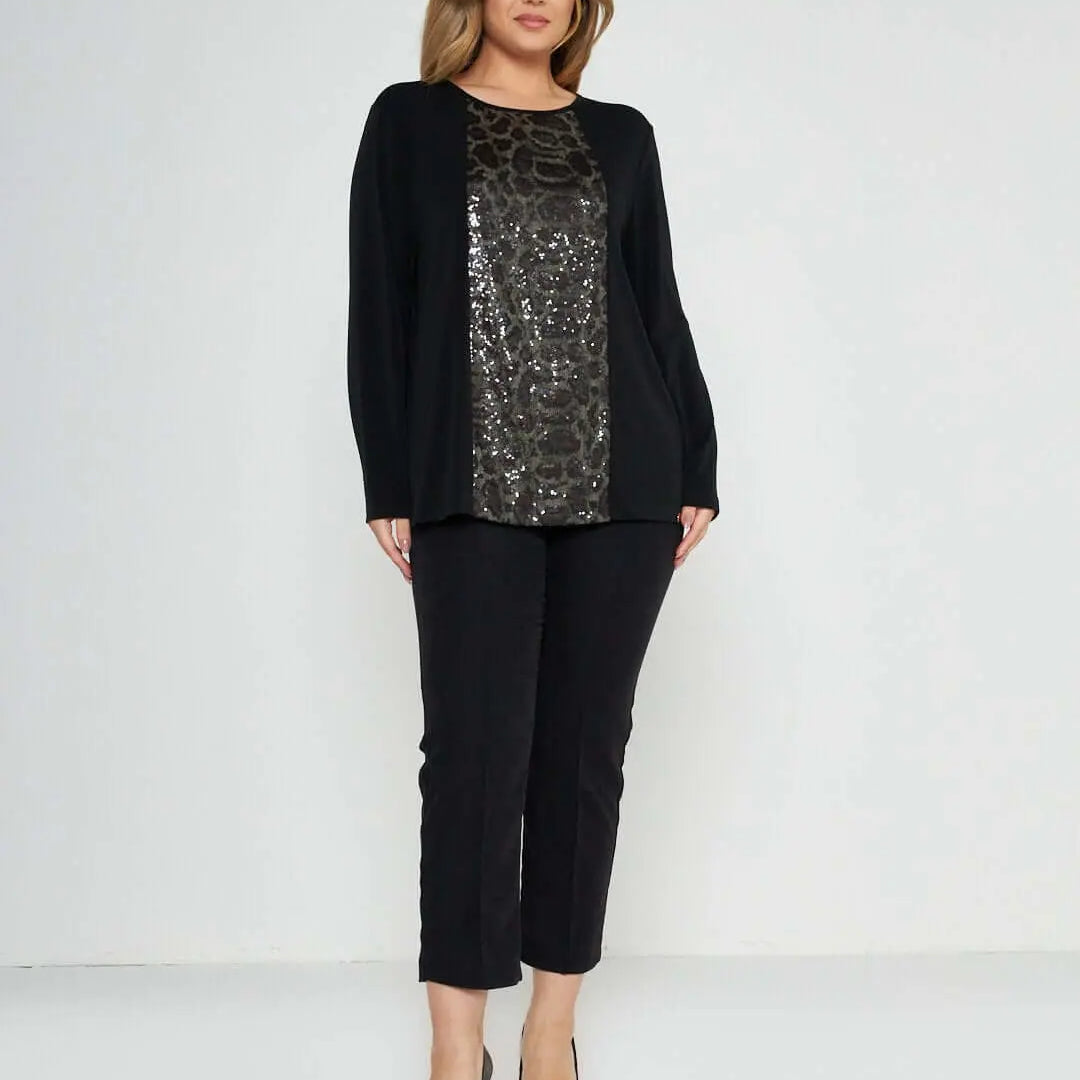 Maglia con dettaglio animalier NERO DORABELLA PIU' 55