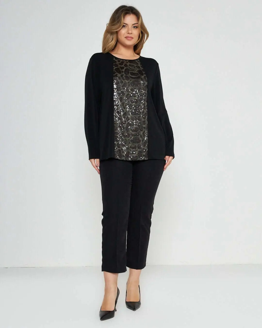 Maglia con dettaglio animalier NERO DORABELLA PIU' 55