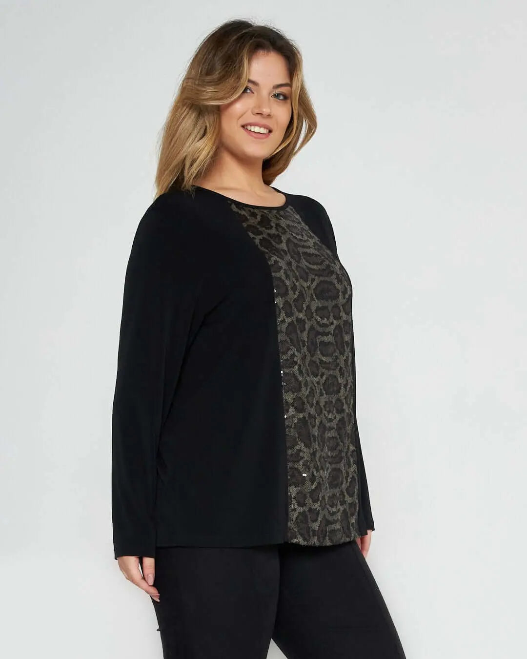 Maglia con dettaglio animalier NERO DORABELLA PIU'