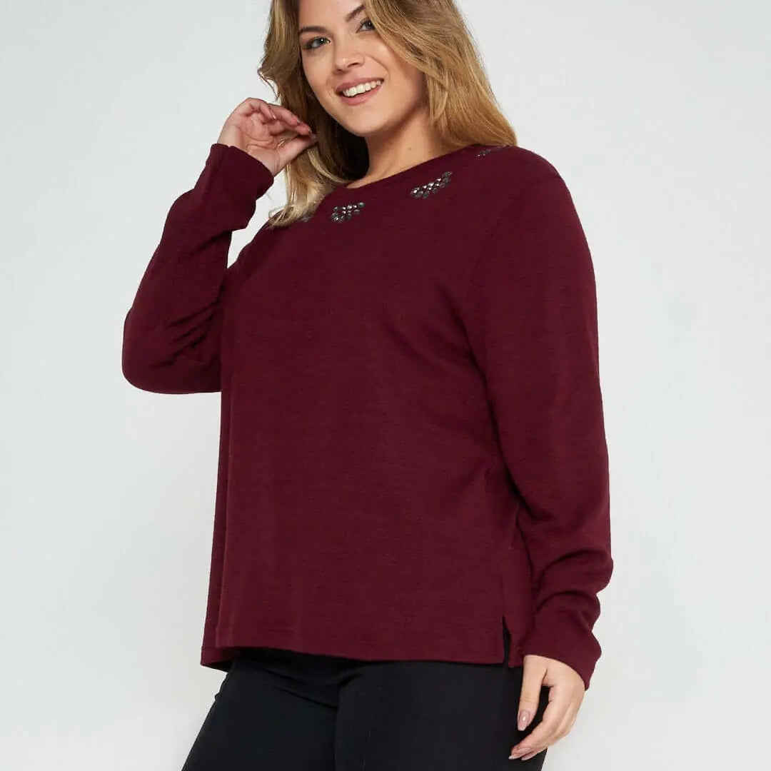 Maglia con dettaglio borchie BORDEAUX DORABELLA PIU' 55