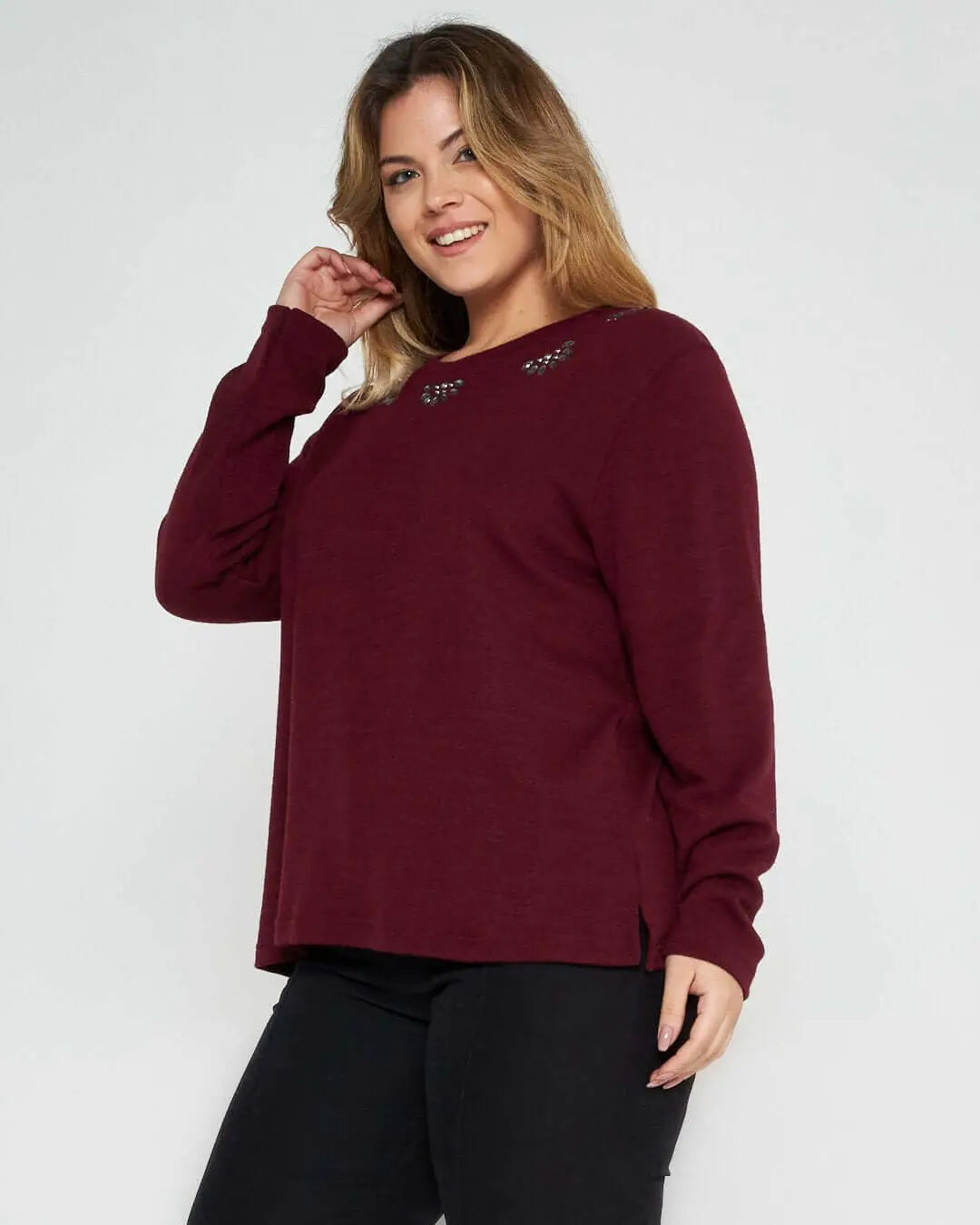 Maglia con dettaglio borchie BORDEAUX DORABELLA PIU' 55