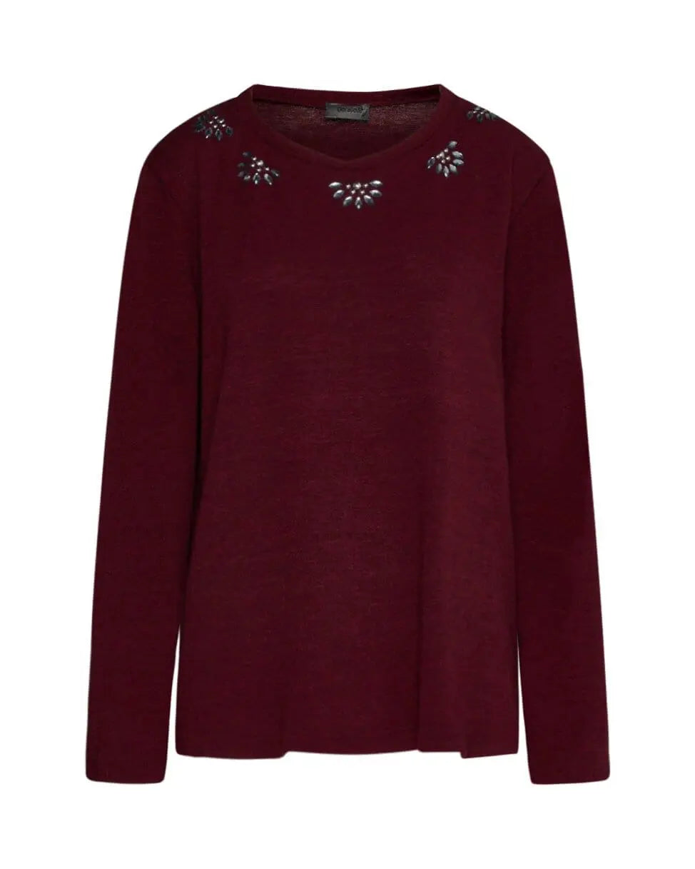 Maglia con dettaglio borchie BORDEAUX DORABELLA PIU'