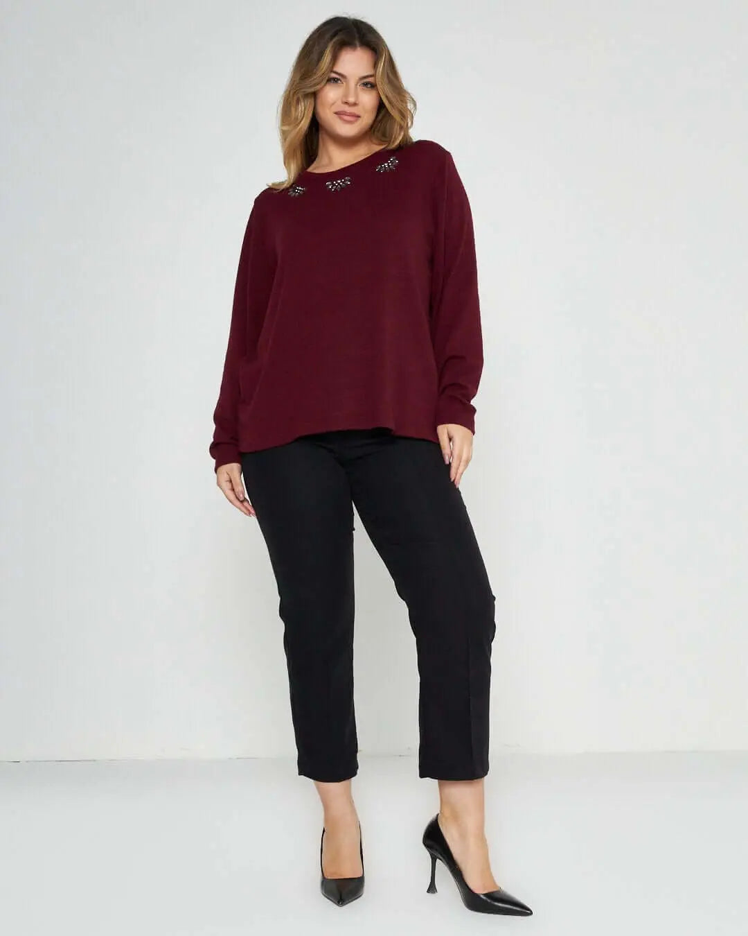 Maglia con dettaglio borchie BORDEAUX DORABELLA PIU'