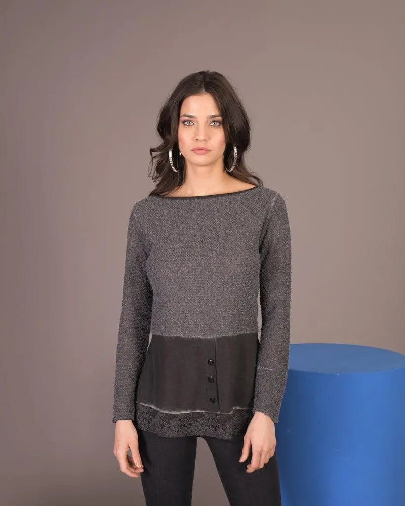 Maglia con dettaglio bottoni NERO IRONICA XXL