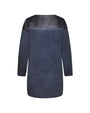 Maglia con inserti in ecopelle e borchie BLU IRONICA