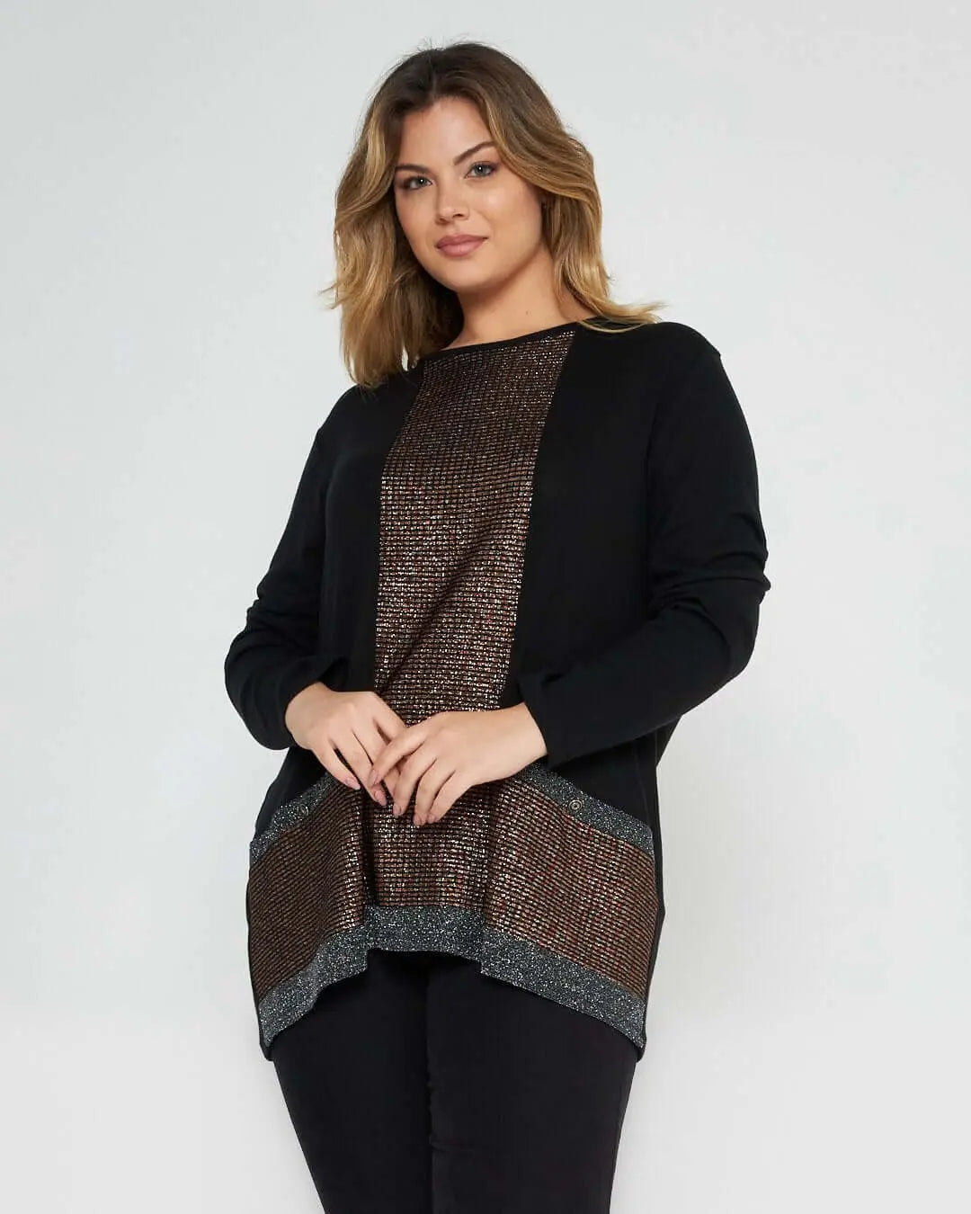 Maglia con inserti in lurex NERO-COCCIO DORABELLA PIU' 55