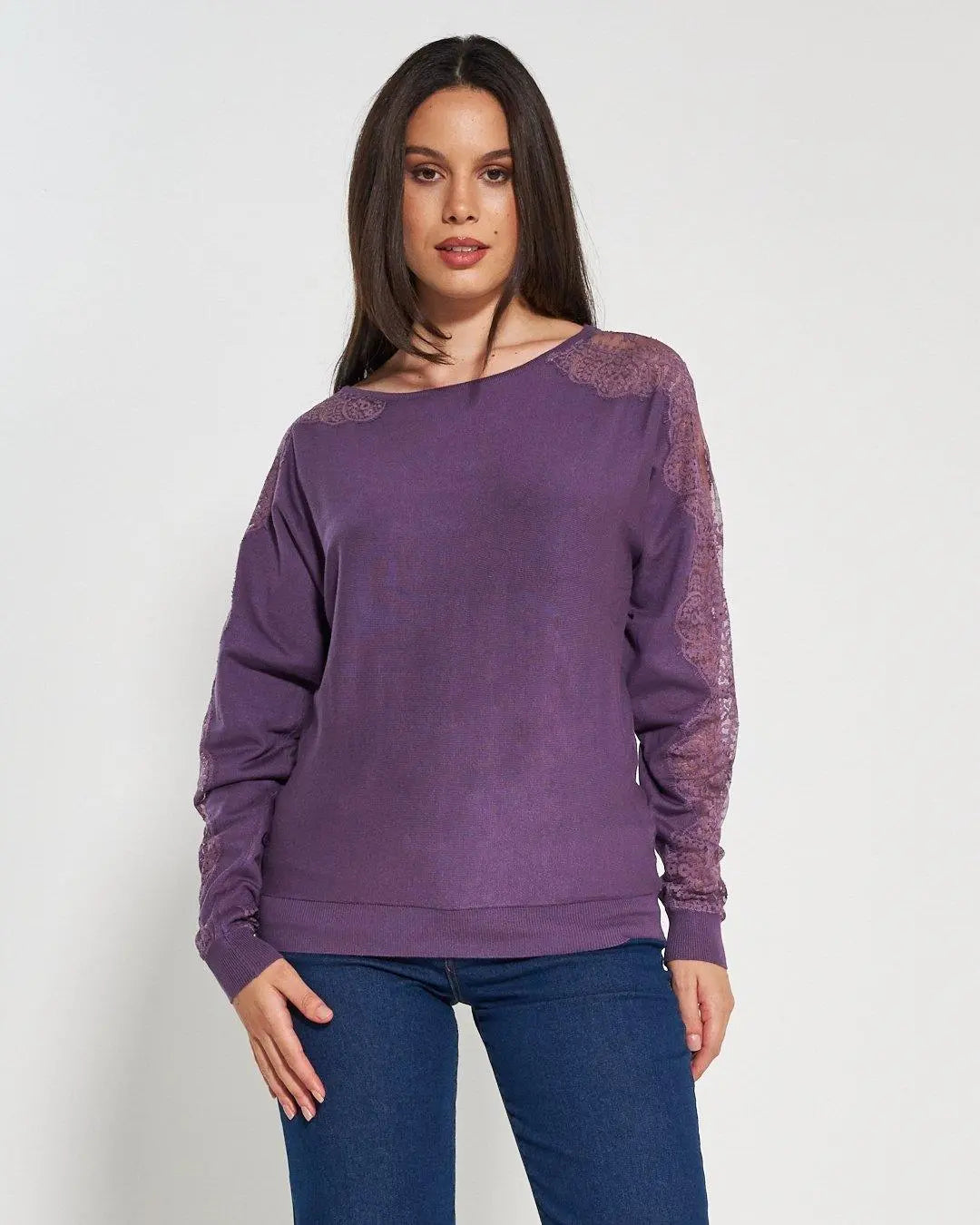 Maglia con inserti in pizzo LAVANDA DORABELLA XL