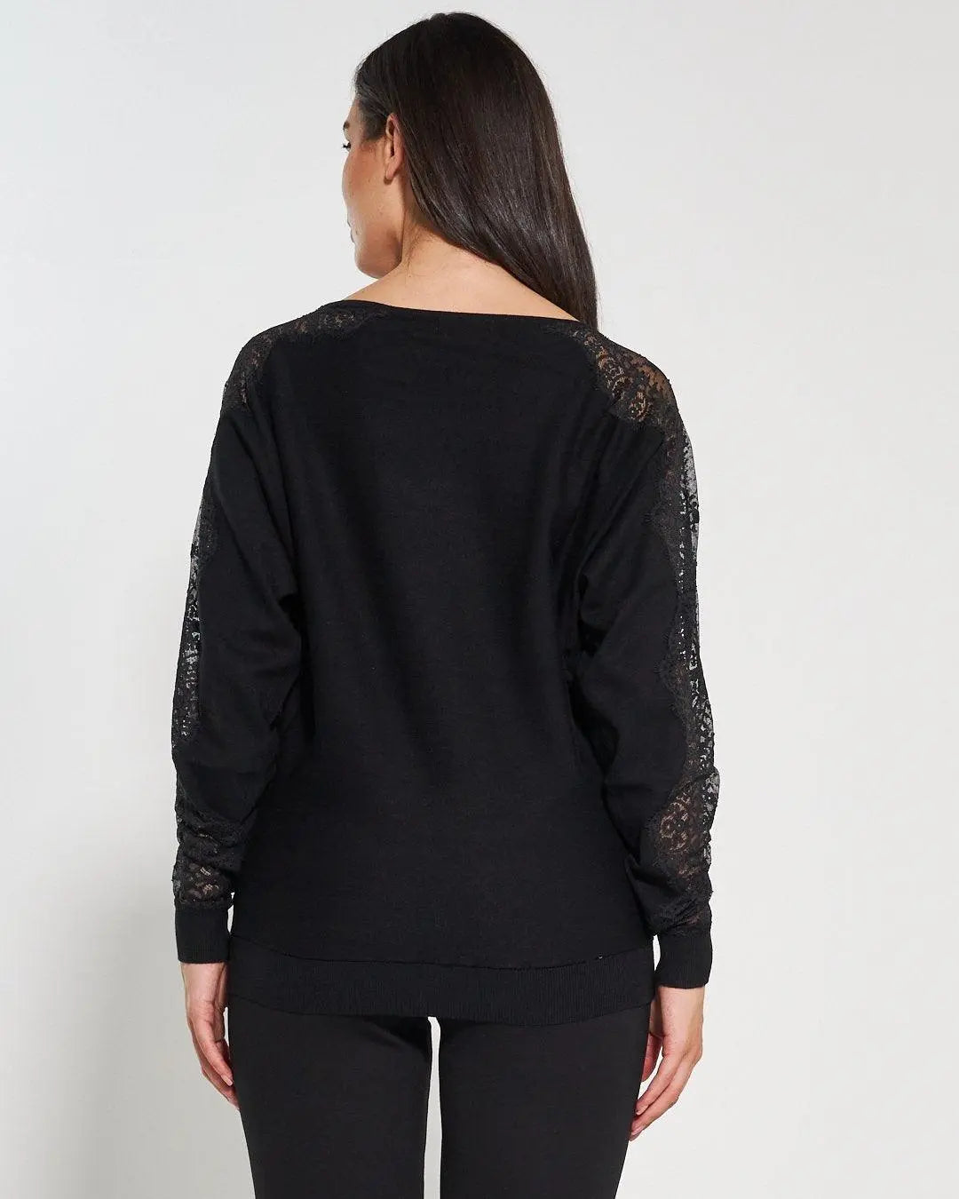 Maglia con inserti in pizzo NERO DORABELLA