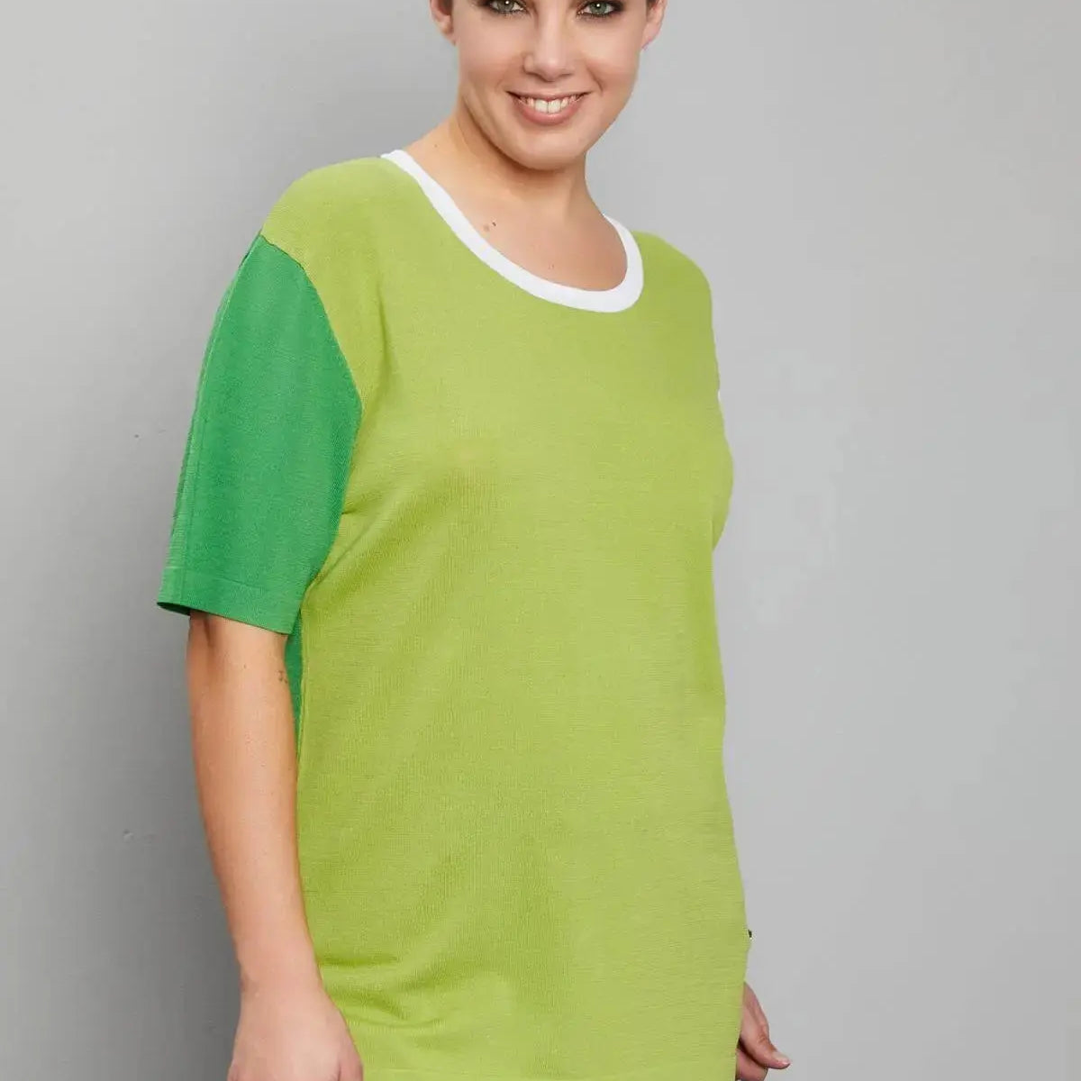 Maglia con manica righe PISTACCHIO DORABELLA CURVY XL