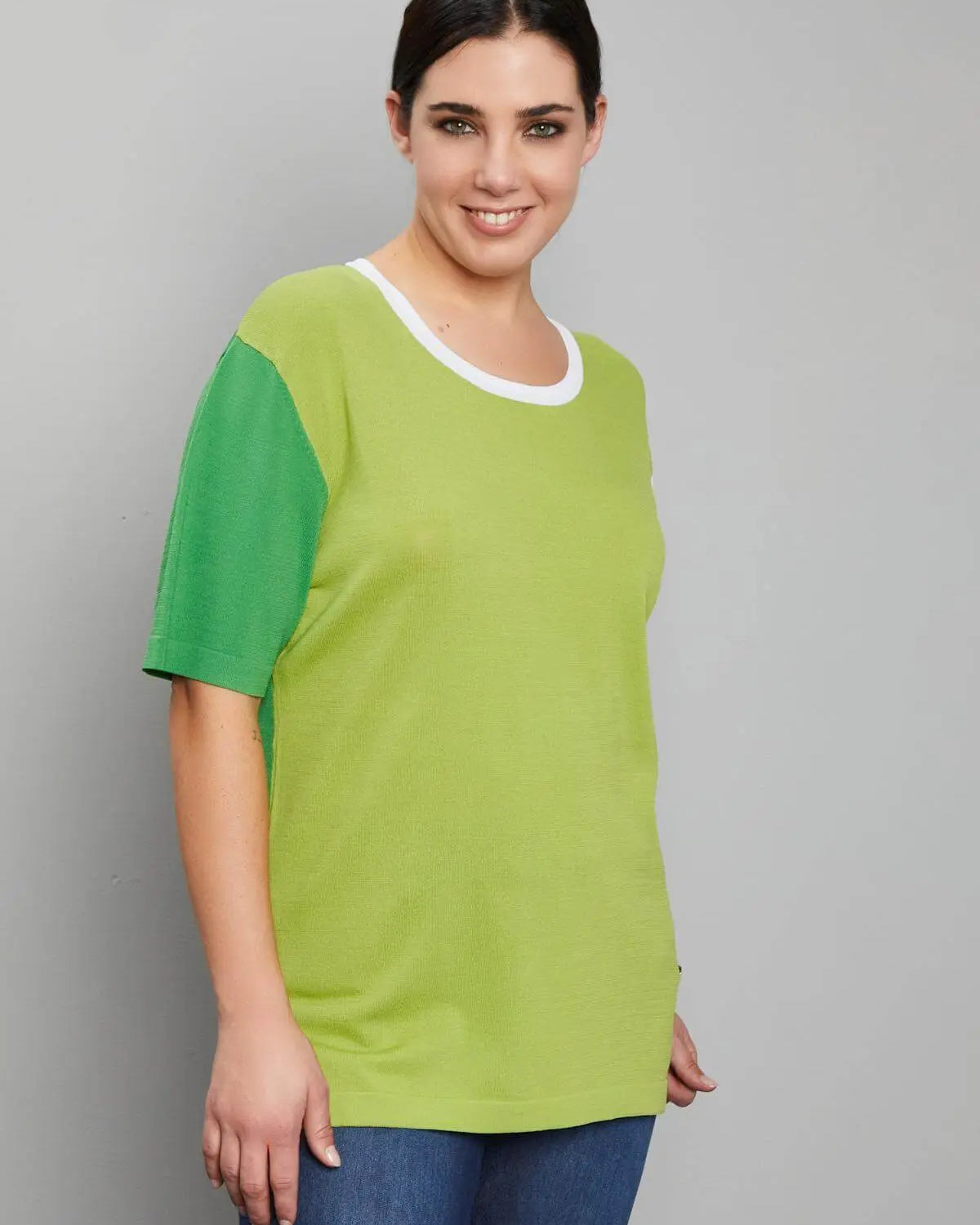 Maglia con manica righe PISTACCHIO DORABELLA CURVY XL