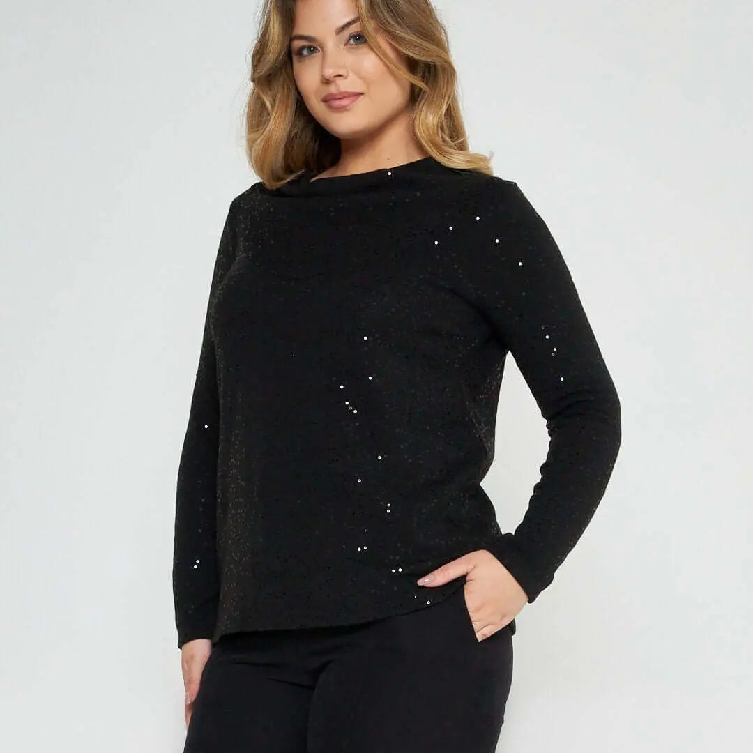 Maglia con paillettes NERO DORABELLA XXL
