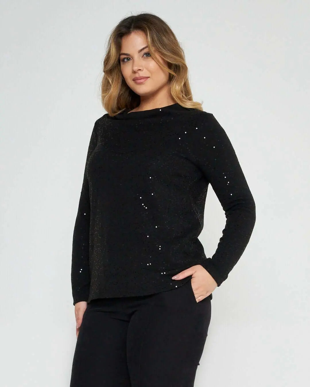 Maglia con paillettes NERO DORABELLA XXL