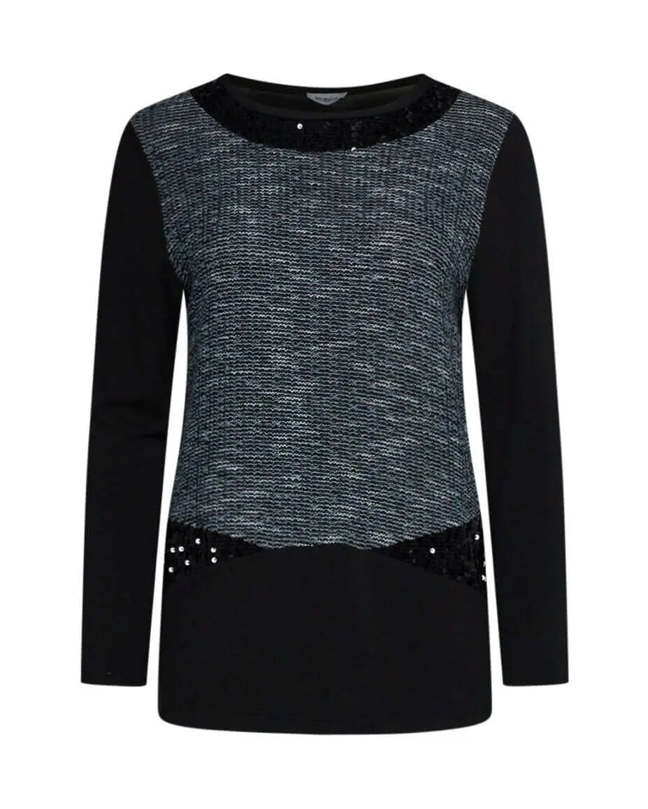 Maglia con paillettes NERO-POLVERE DORABELLA
