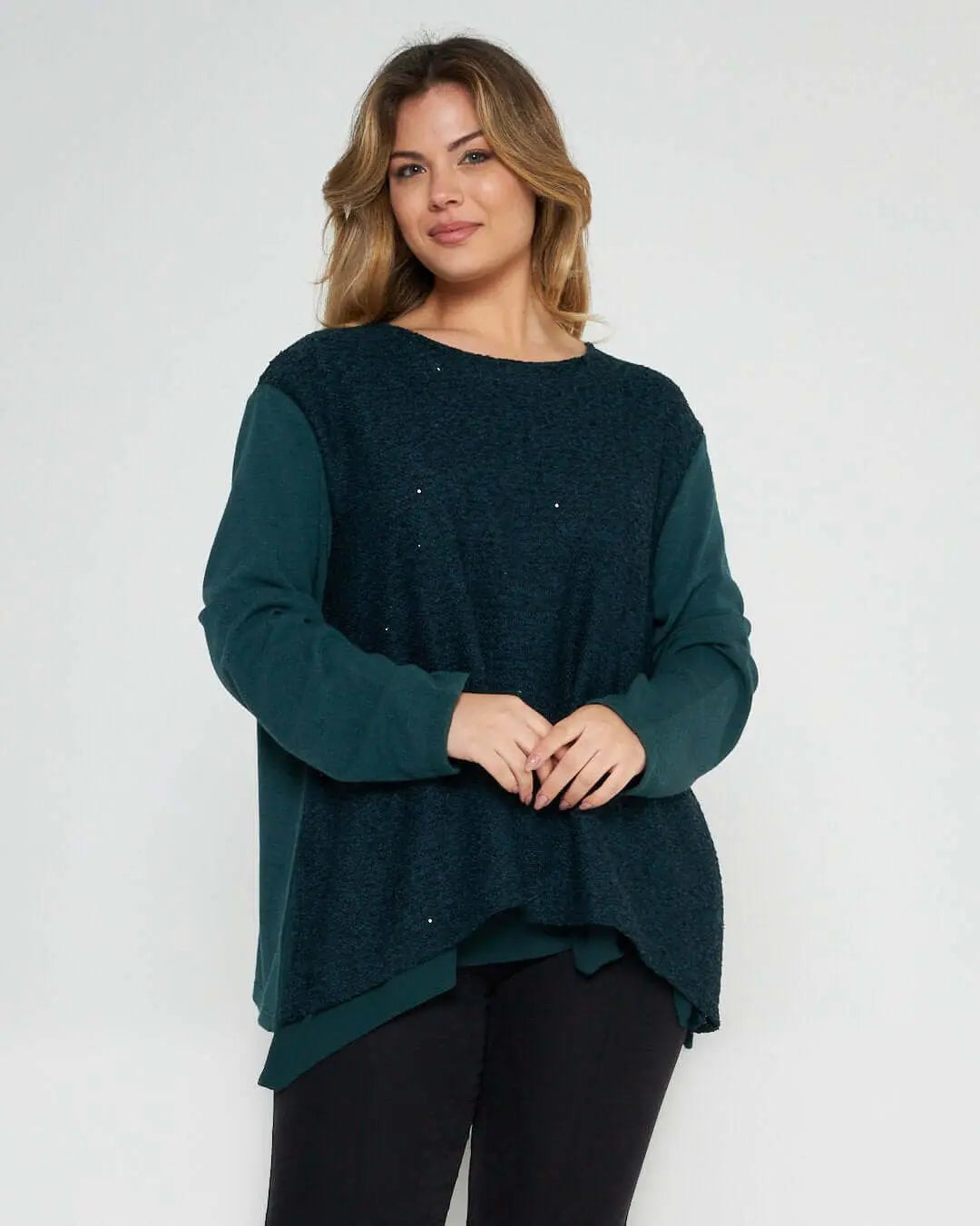 Maglia con paillettes VERDE-VERDE DORABELLA PIU' 55