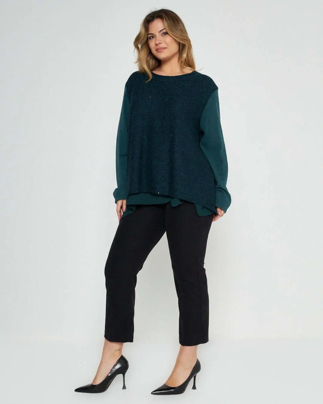 Maglia con paillettes VERDE-VERDE DORABELLA PIU'