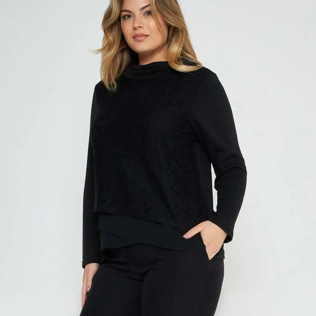 Maglia con pizzo NERO DORABELLA XXL