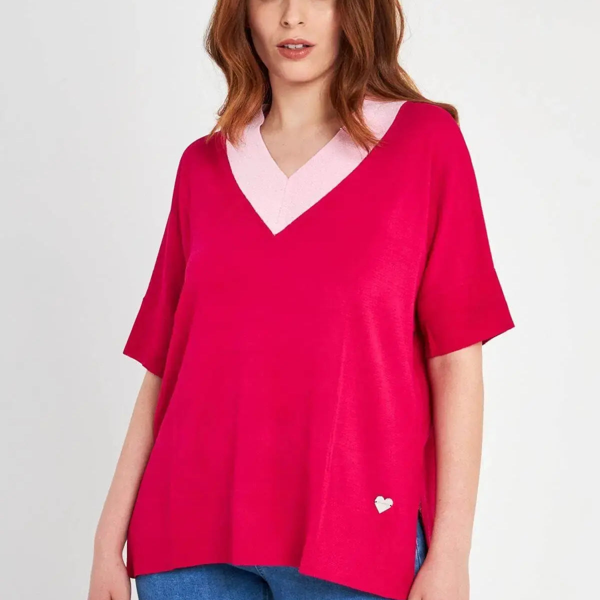 Maglia con scollo a V MAGENTA DORABELLA XL