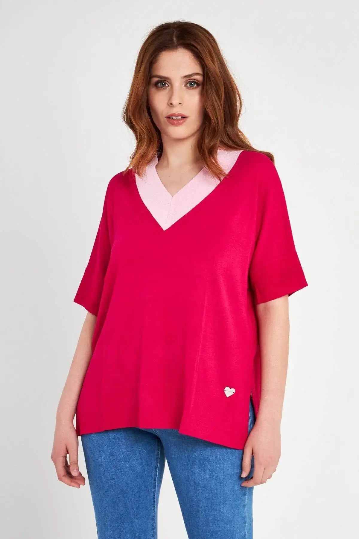 Maglia con scollo a V MAGENTA DORABELLA XL