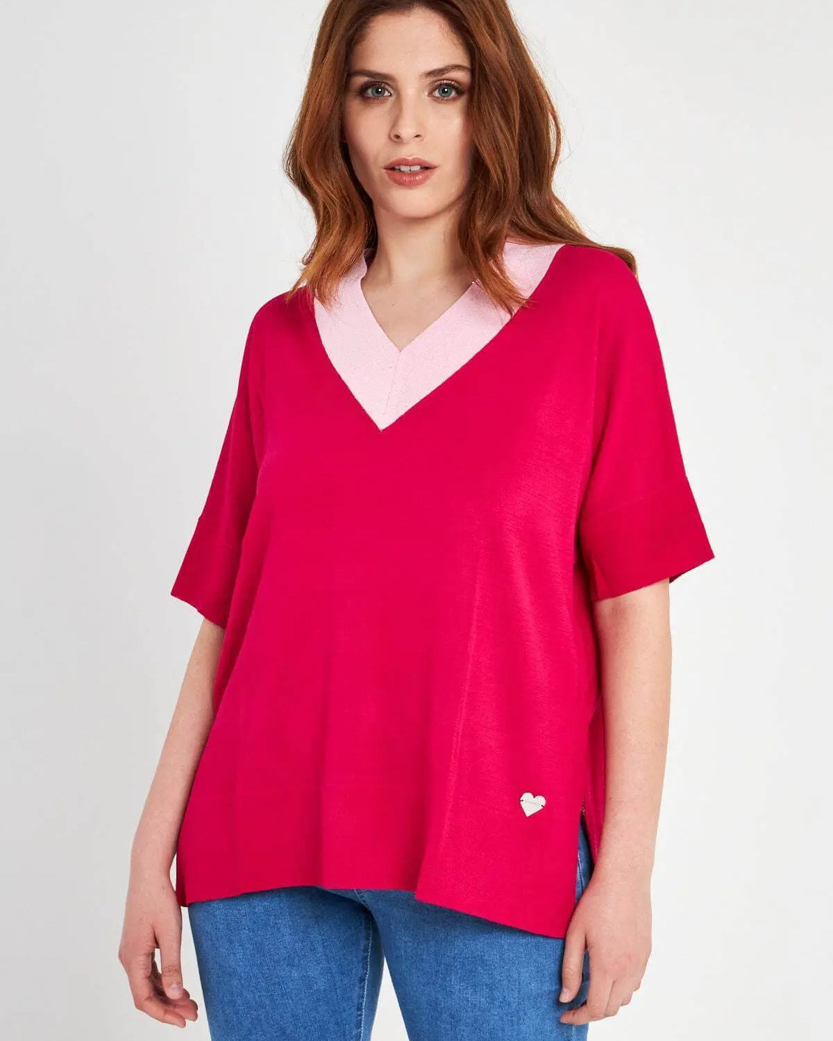 Maglia con scollo a V MAGENTA DORABELLA XL