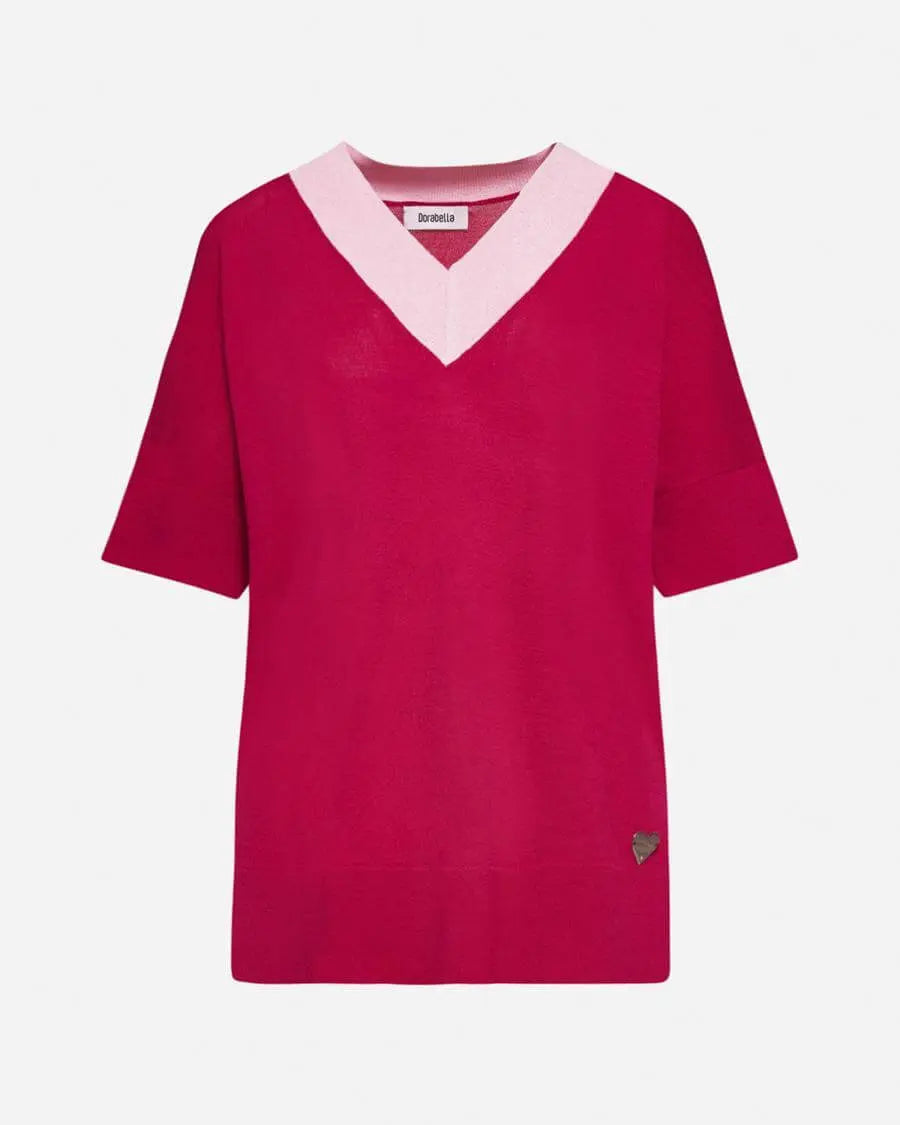Maglia con scollo a V MAGENTA DORABELLA