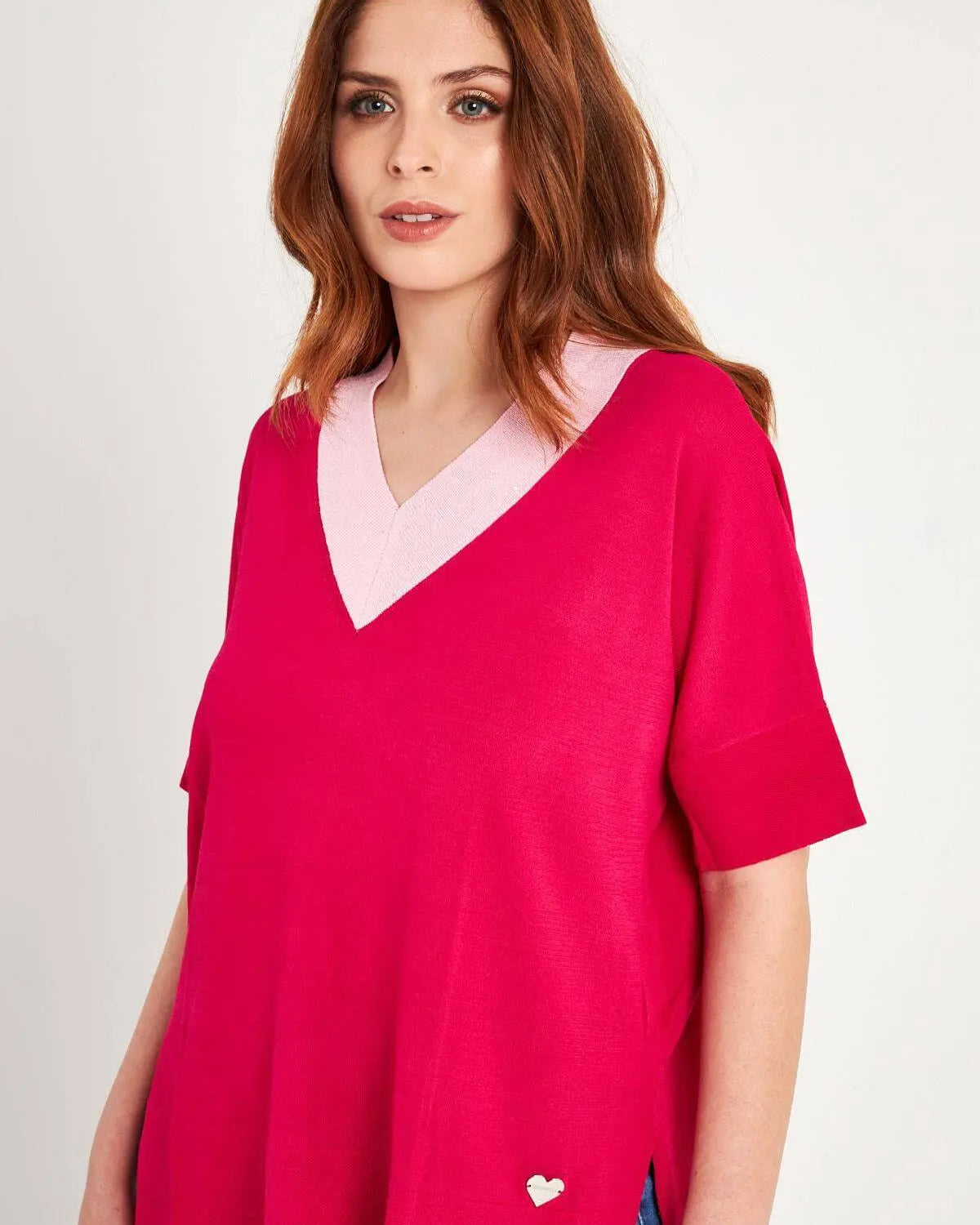 Maglia con scollo a V MAGENTA DORABELLA