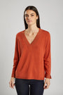 Maglia con scollo a V in lurex ARANCIO IRONICA