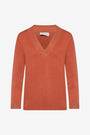 Maglia con scollo a V in lurex ARANCIO IRONICA