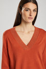 Maglia con scollo a V in lurex ARANCIO IRONICA