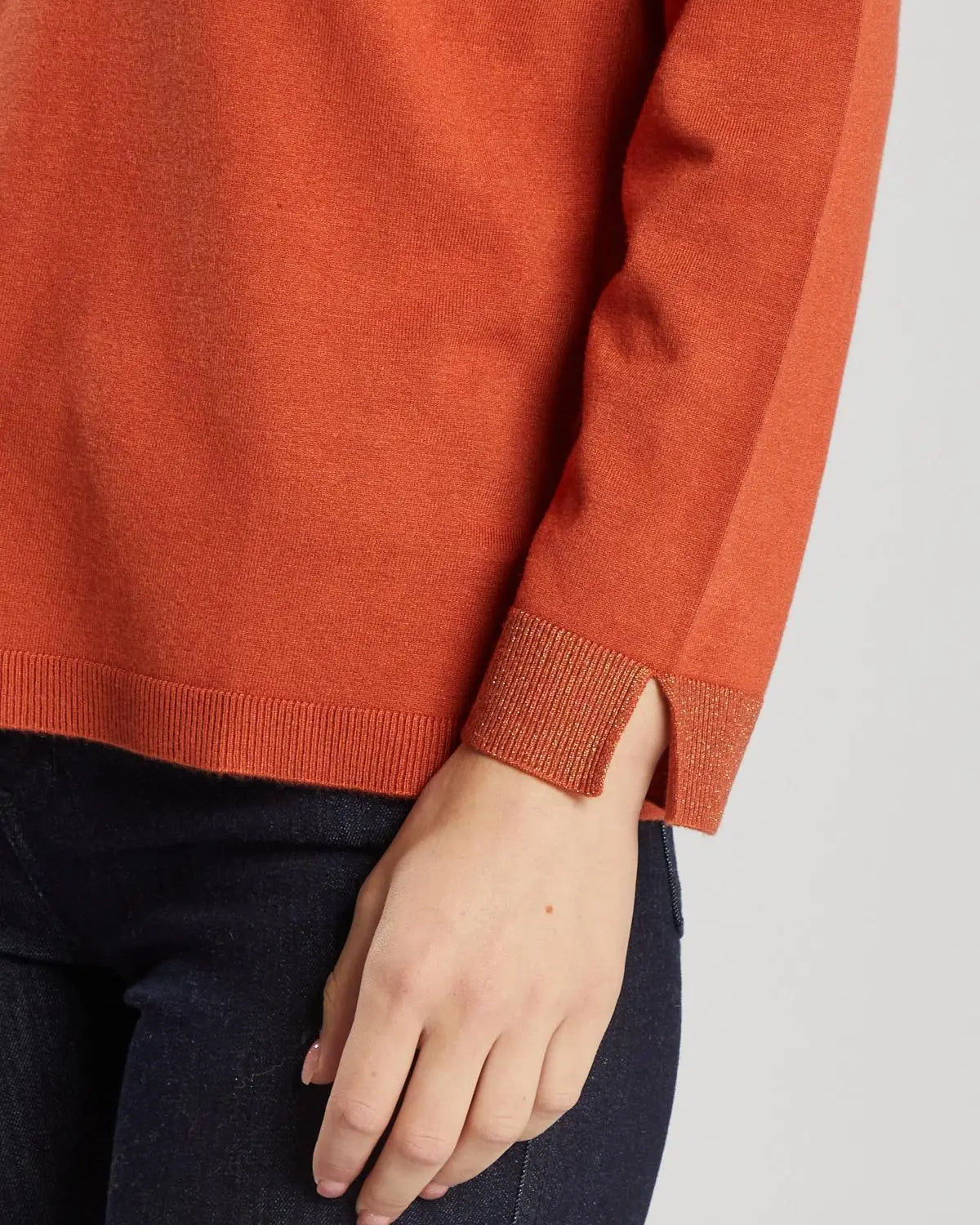 Maglia con scollo a V in lurex ARANCIO IRONICA