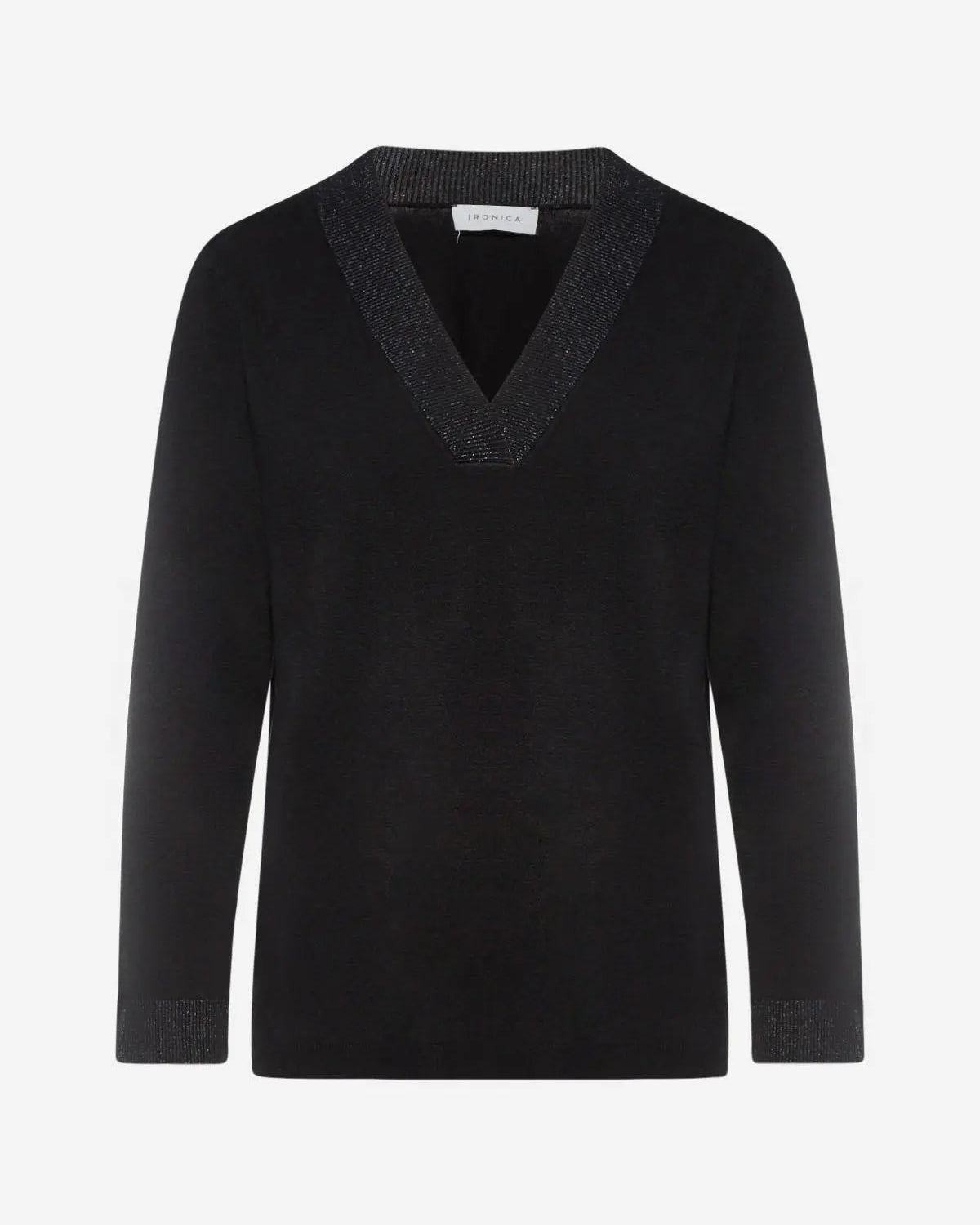 Maglia con scollo a V in lurex NERO IRONICA