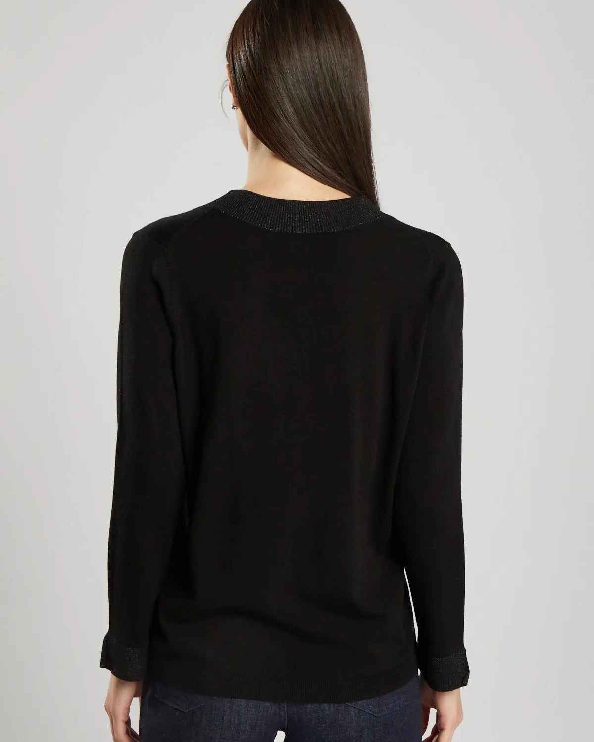 Maglia con scollo a V in lurex NERO IRONICA