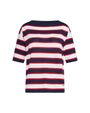 Maglia con scollo a barca in filato di misto viscosa a righe con borchie BLU DORABELLA