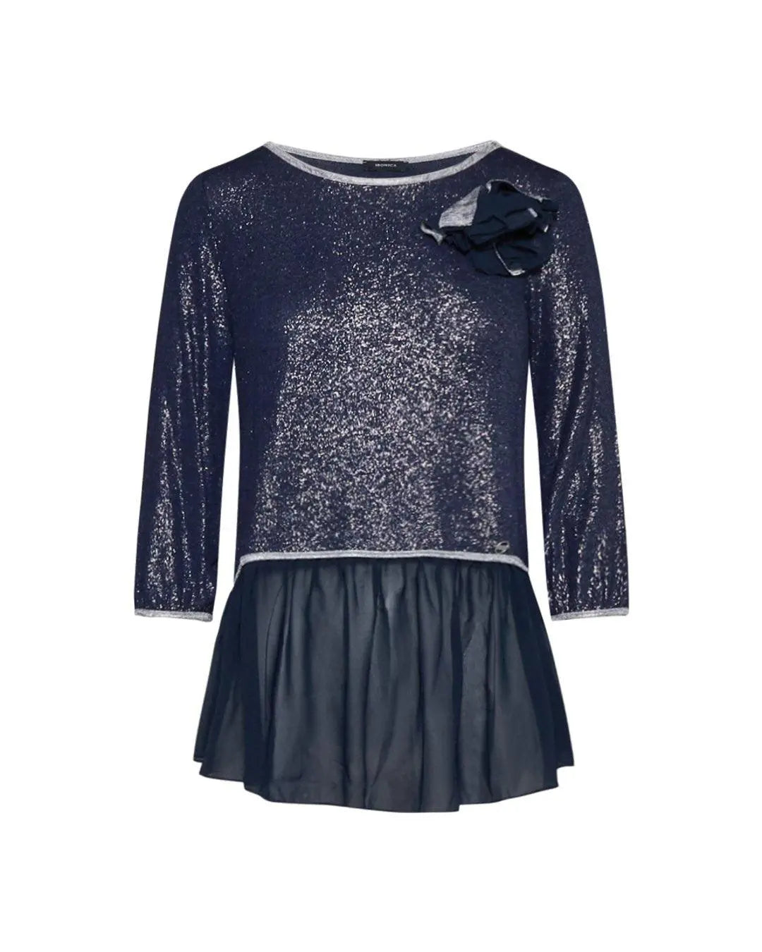 Maglia con spilla fiore BLU IRONICA 3XL