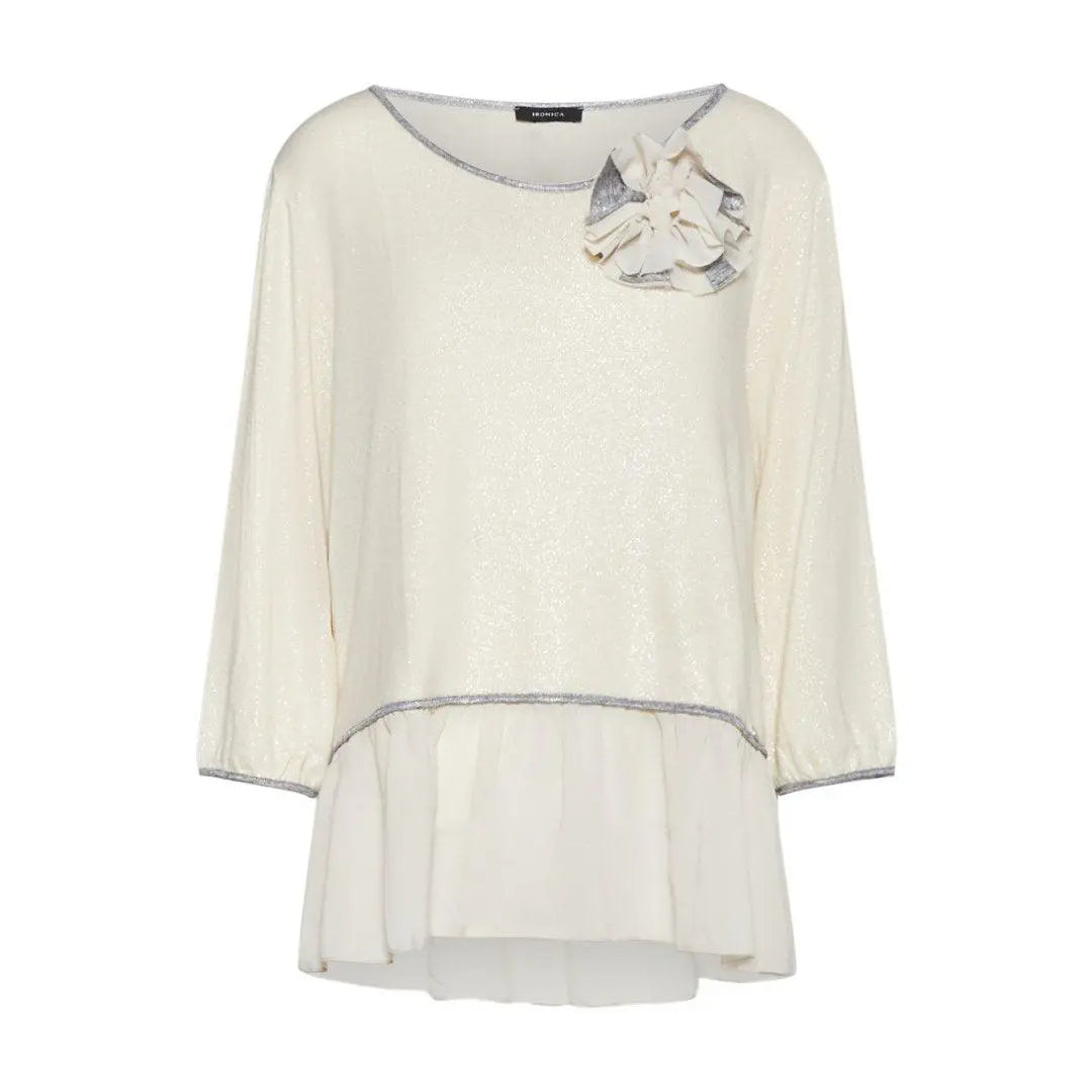 Maglia con spilla fiore PANNA IRONICA 3XL