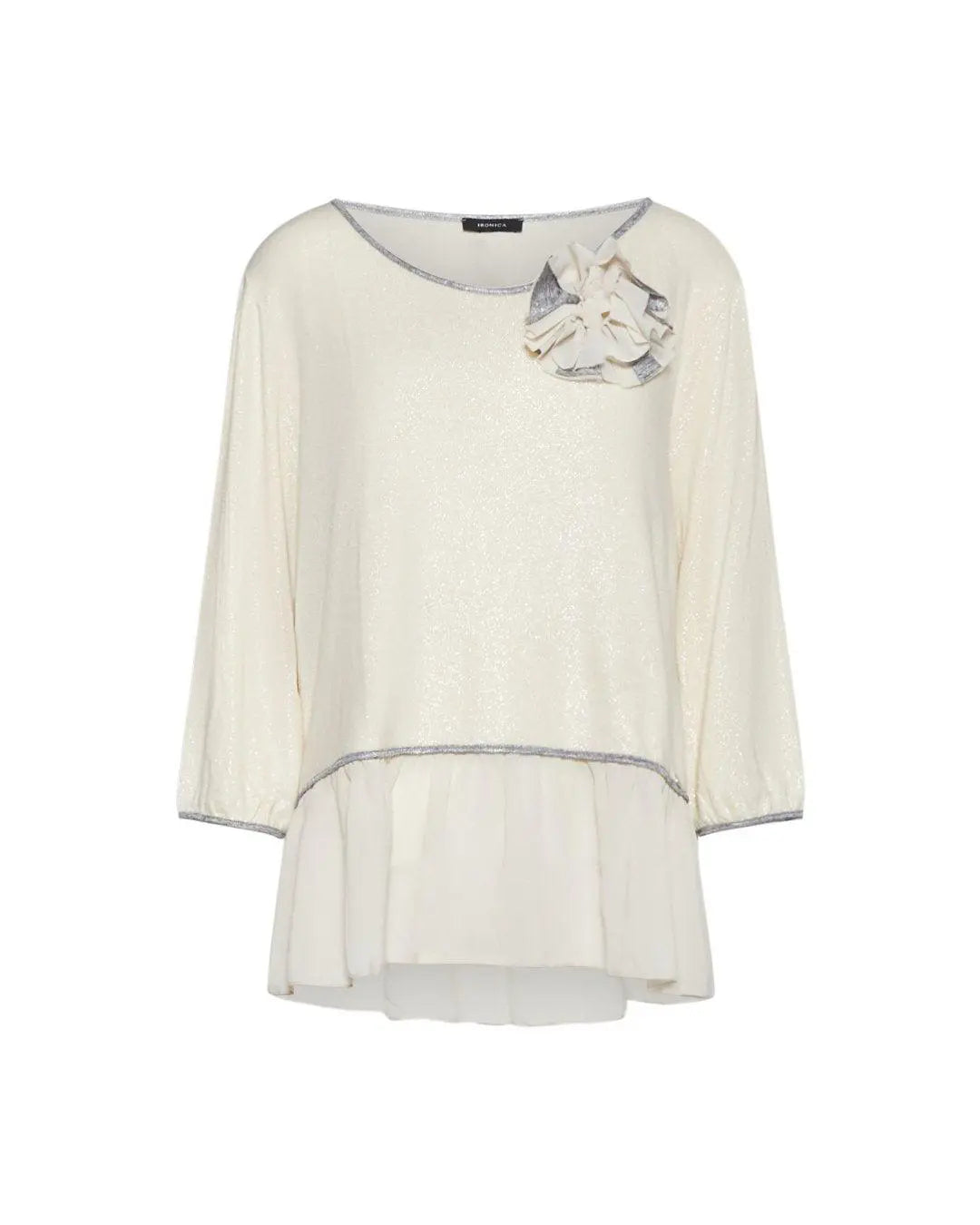 Maglia con spilla fiore PANNA IRONICA 3XL