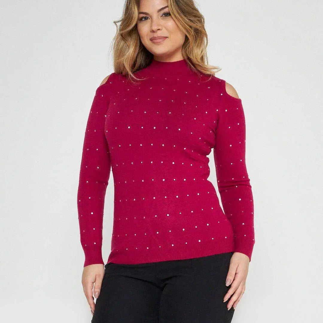 Maglia con strass MAGENTA DORABELLA XL
