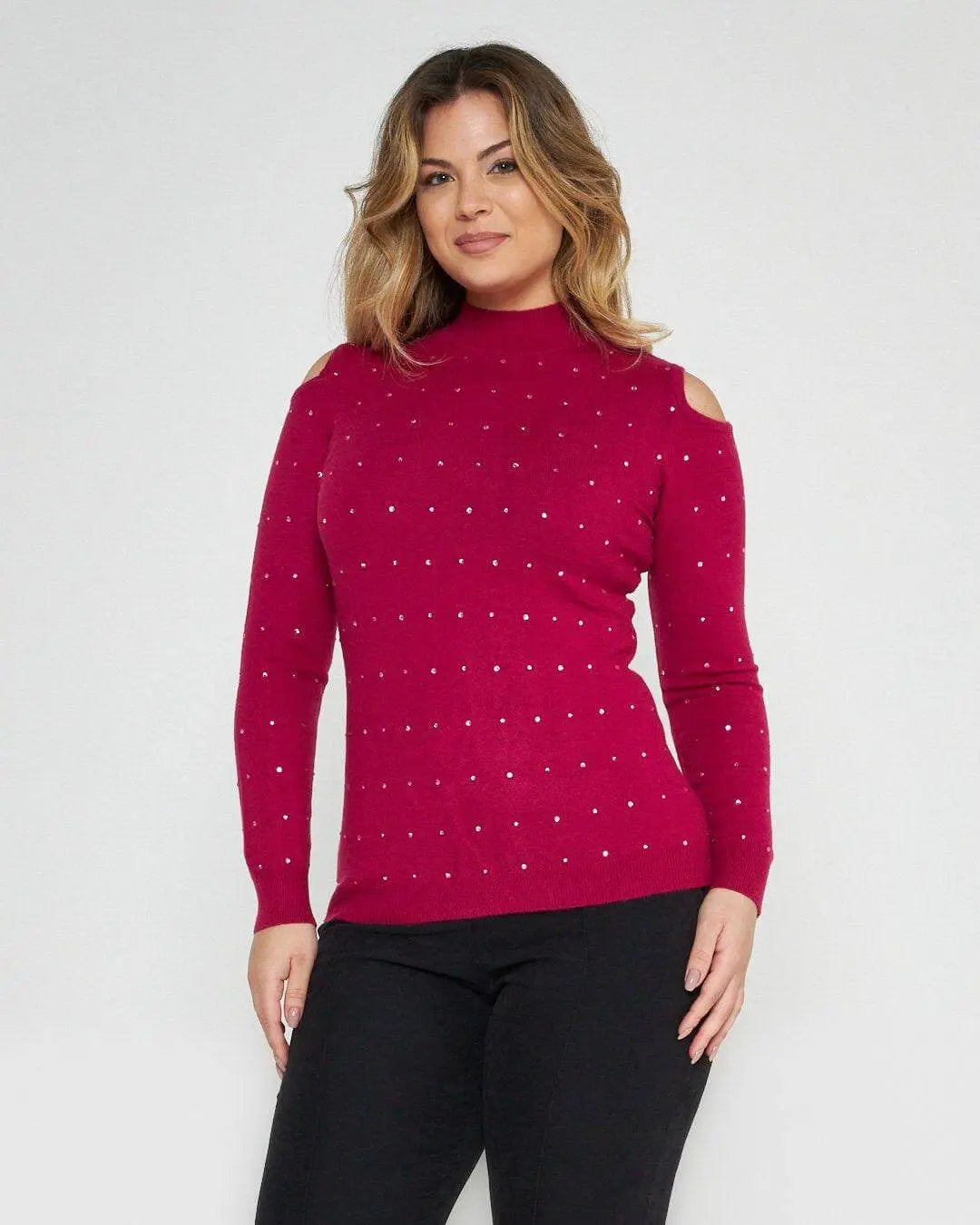 Maglia con strass MAGENTA DORABELLA XL