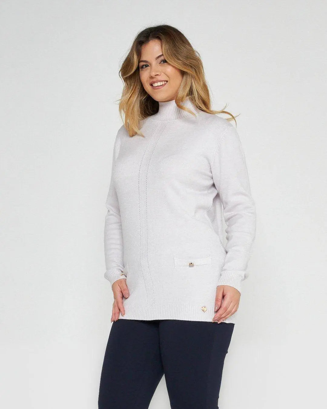 Maglia con taschini GESSO DORABELLA XXL