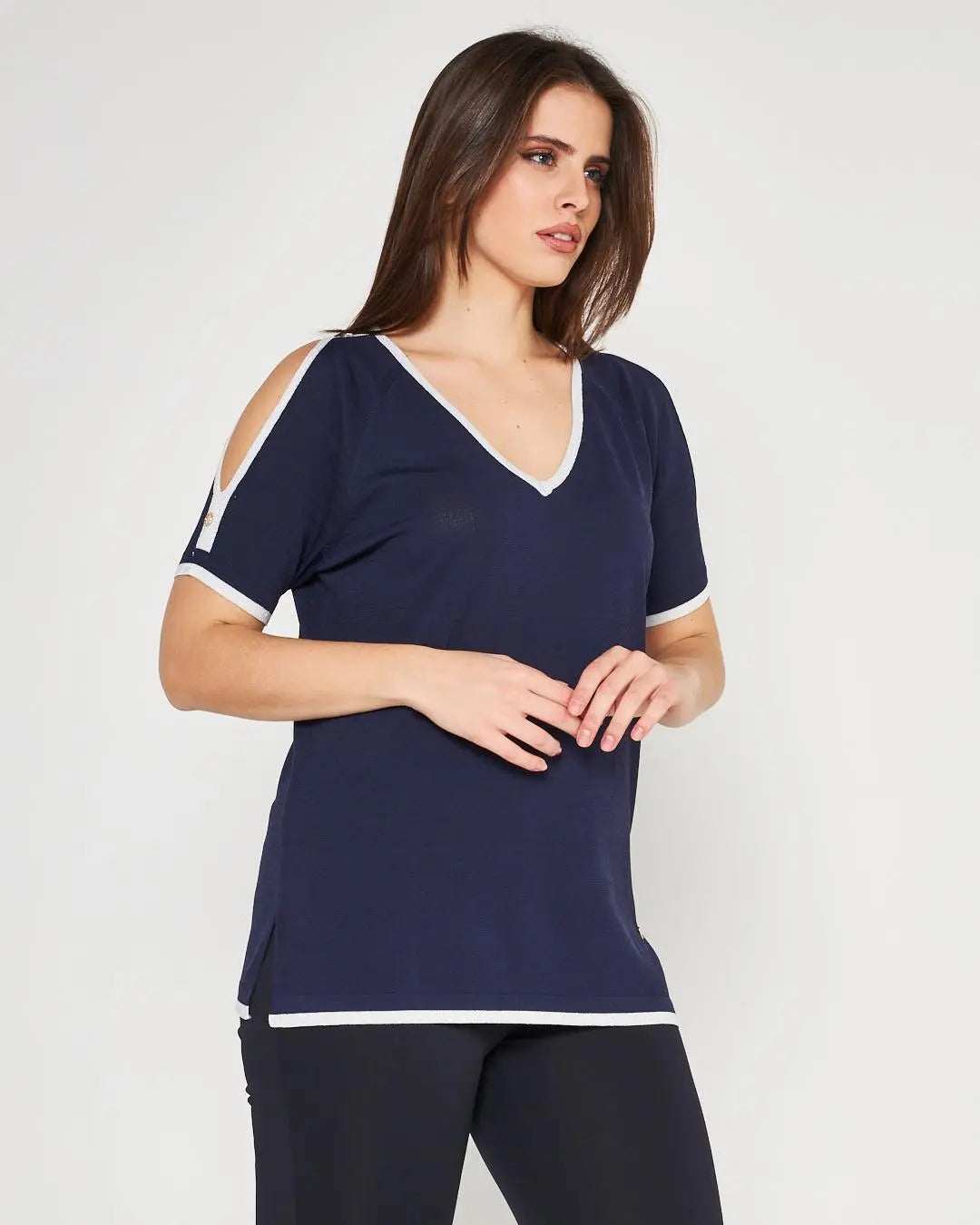 Maglia cut out BLUE NAVY DORABELLA PIU'
