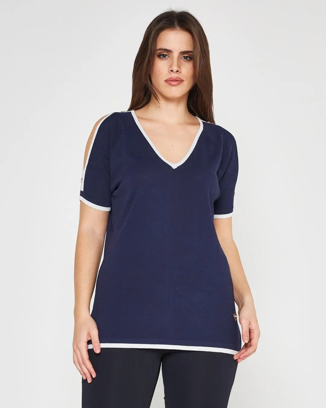 Maglia cut out BLUE NAVY DORABELLA PIU'