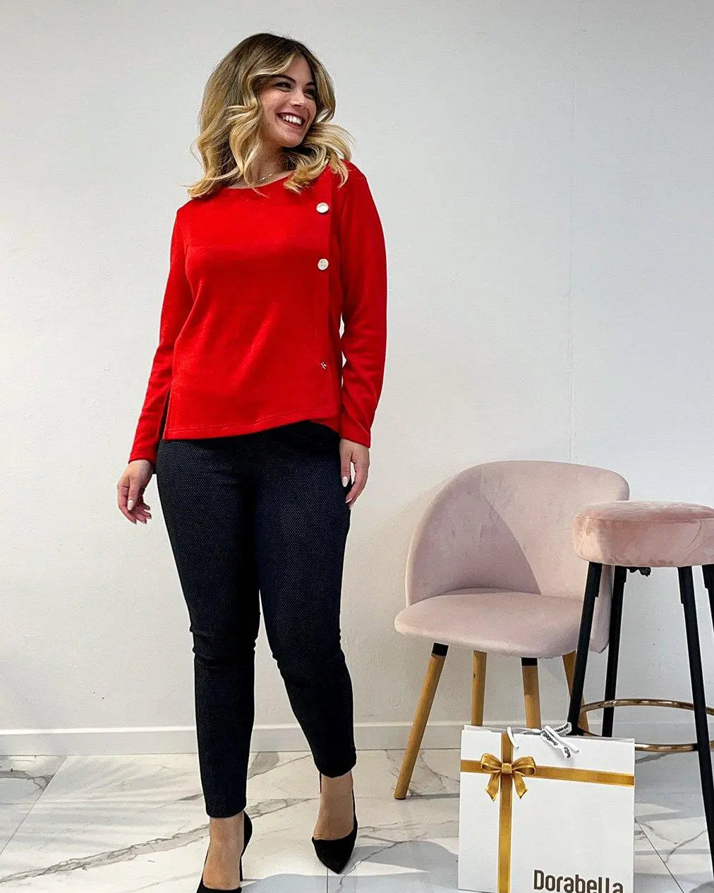 Maglia dettaglio bottoni ROSSO DORABELLA XXXL